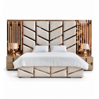Cama Imperio con cabecero de zigzag y espejos