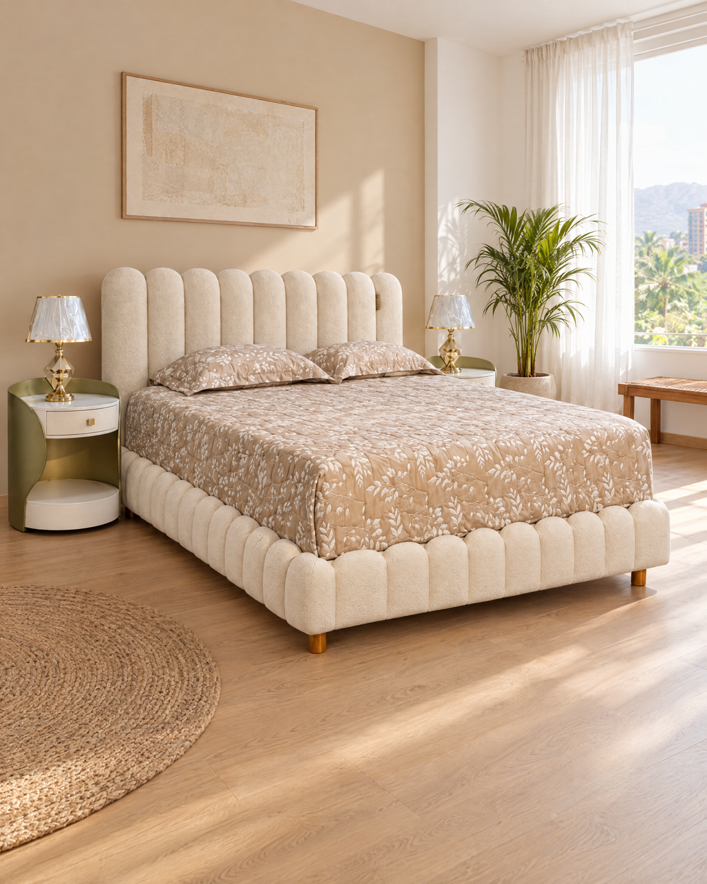 Cama Nube en dormitorio luminoso, vista en ángulo
