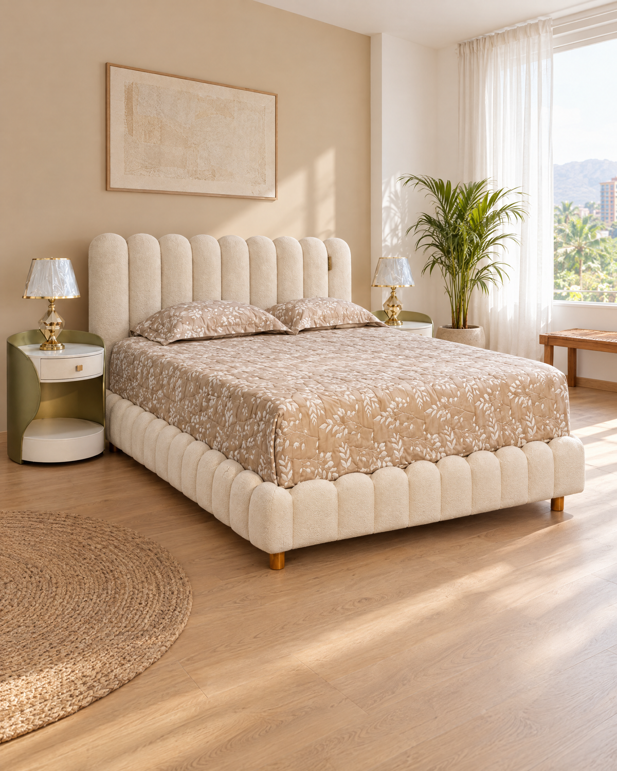 Cama Nube en dormitorio luminoso, vista en ángulo
