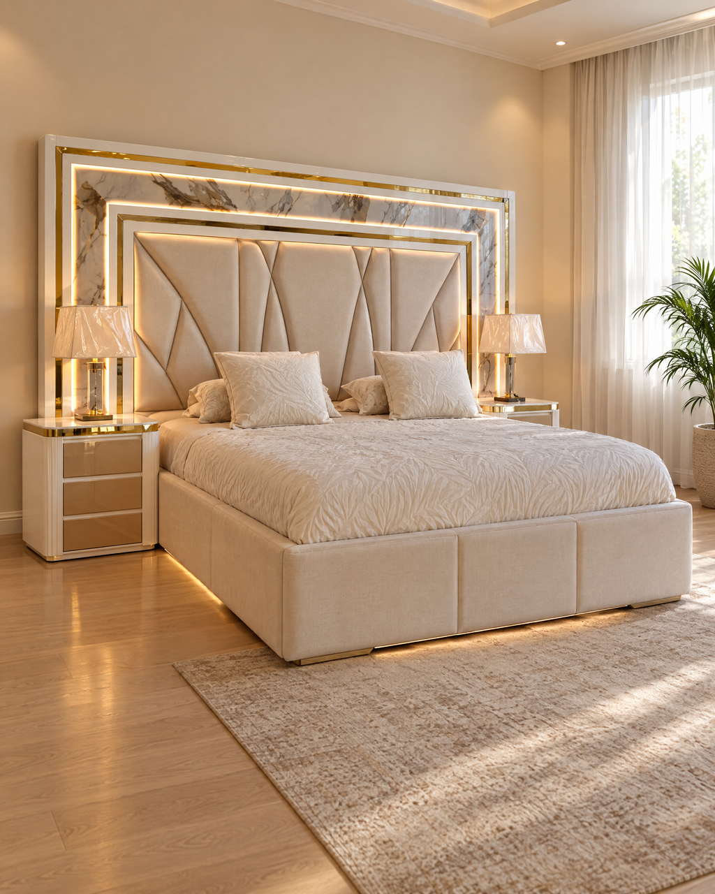 Cama Venus en dormitorio, vista en ángulo