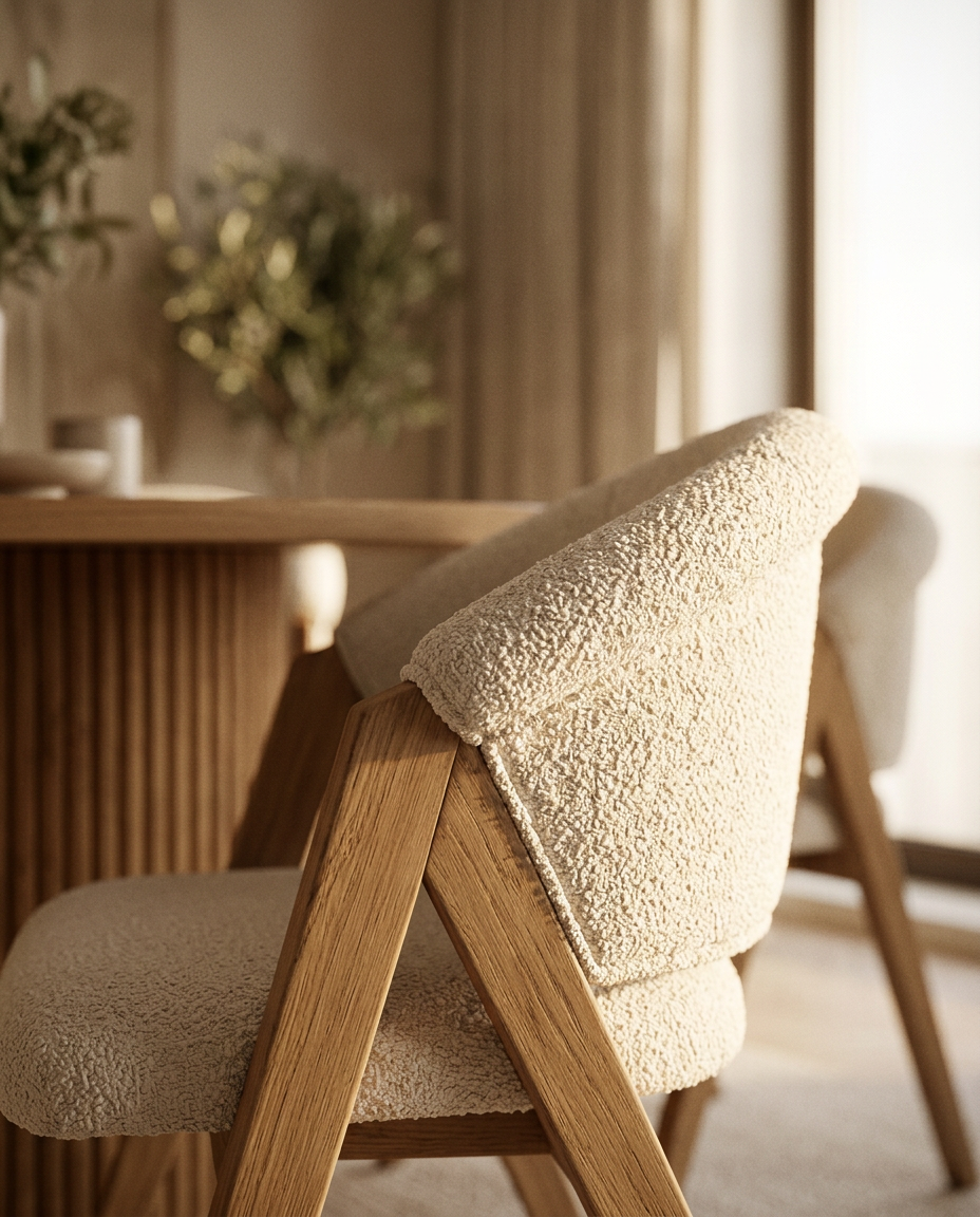 Detalle de la silla boucle del Comedor Kyoto