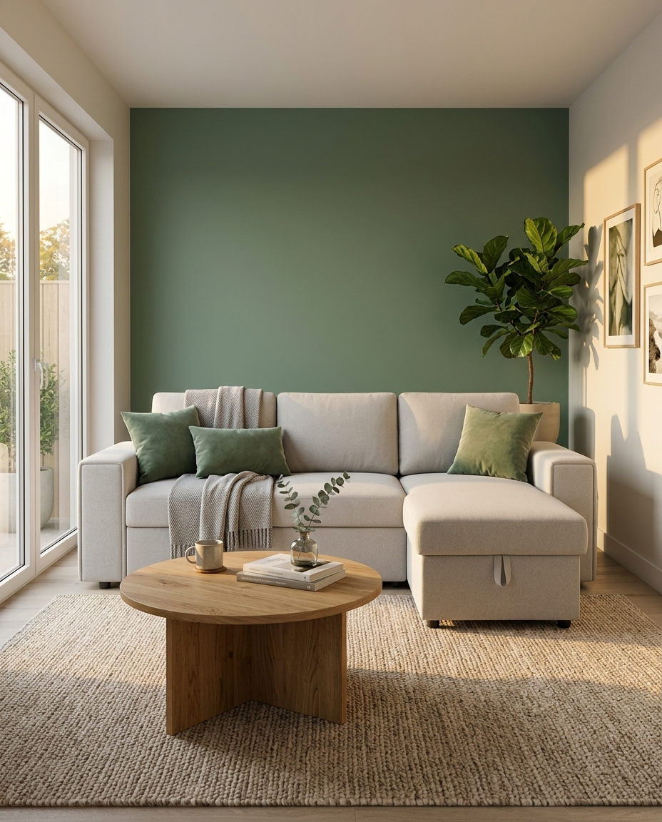 Sala Rubi Multifuncional con pared verde